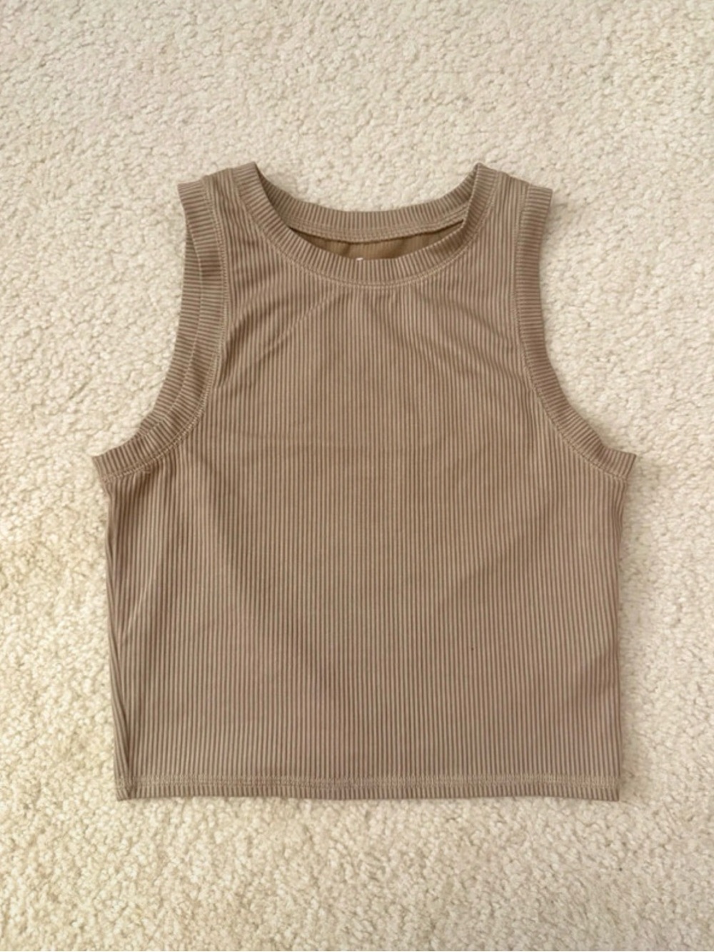 Hollister Ribbed Crop Tank Top - Taupe Beige